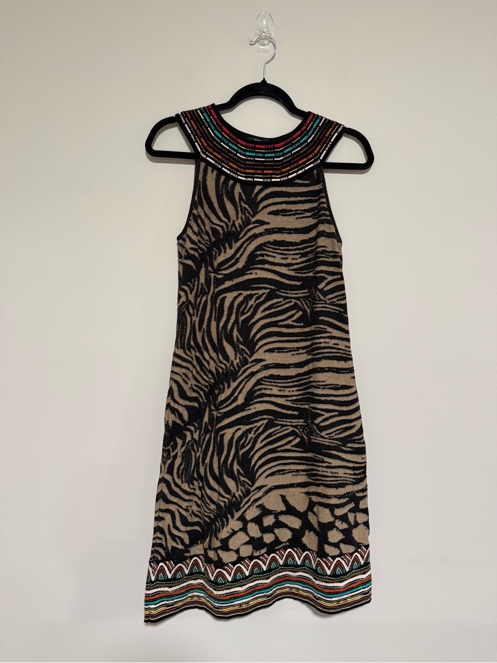 IVKO Animal Print Tribal Knit Jacquard Midi Dress Size 36 US 4 NWT
